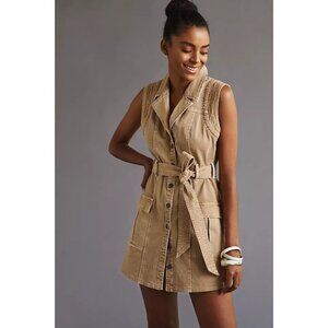 Anthropologie Utility Button Front Belted Mini Dress